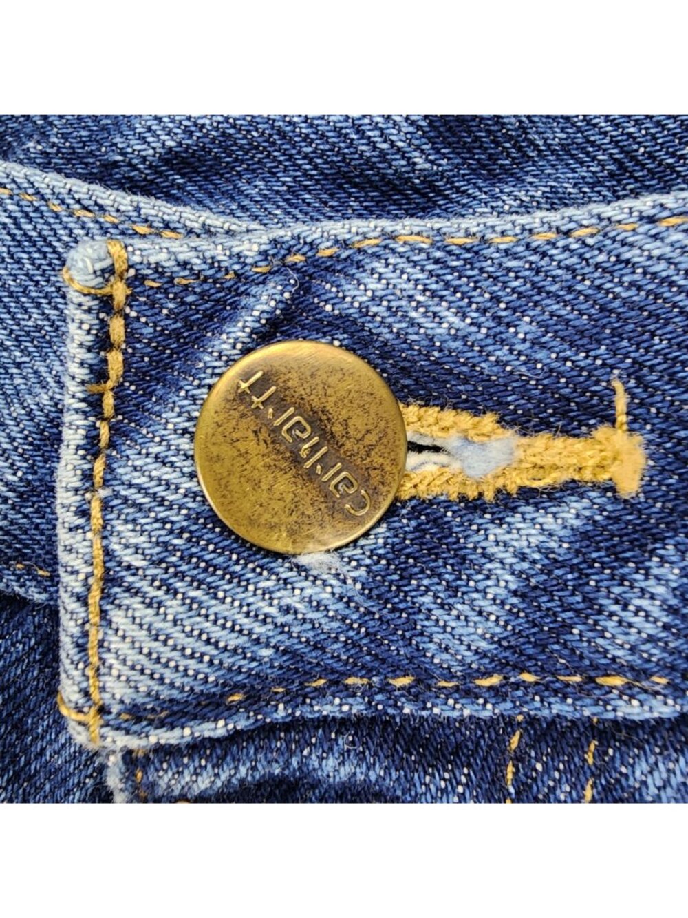 Carhartt Jeans Mens 33x36 Blue Flannel Lined Cotton Denim Relaxed Fit *Read* - Picture 3 of 16